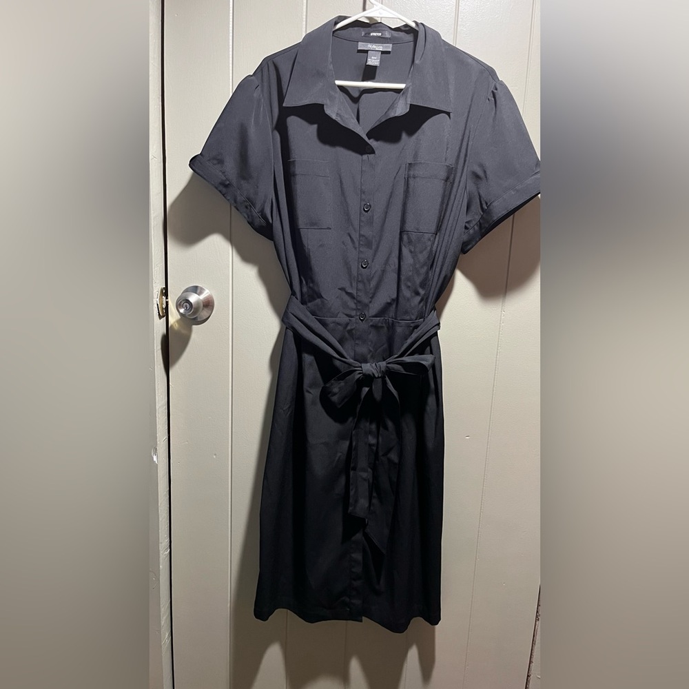 Style & Company Shirt Dress Black Women’s 20W. Button Up front belted waist
